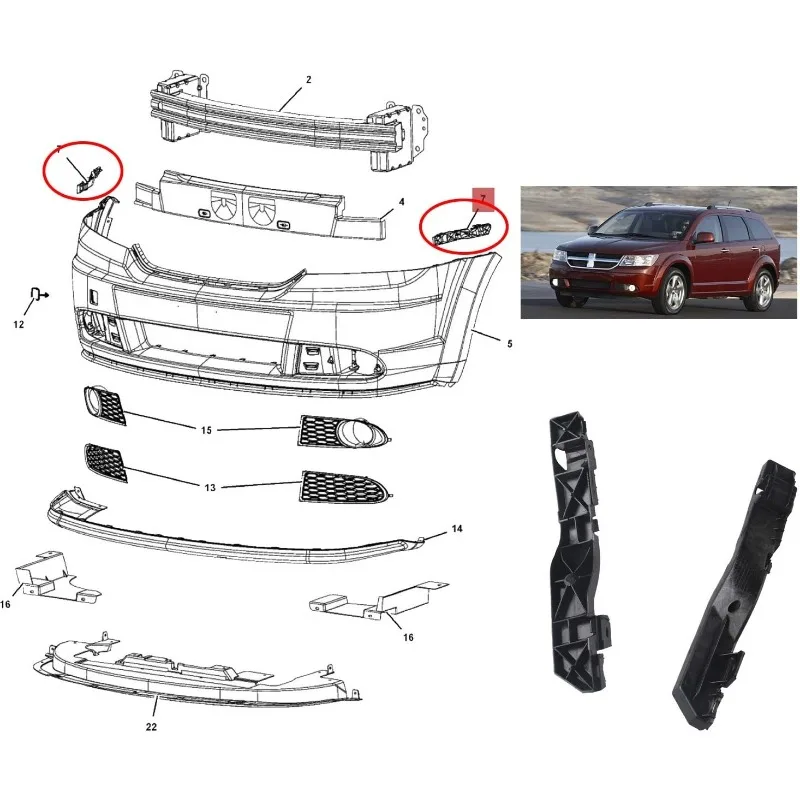

2pcs Left Right Front Bumper Support Bracket Left Right Side For Dodge Journey 2010-2020 5178410AD 5178411AD