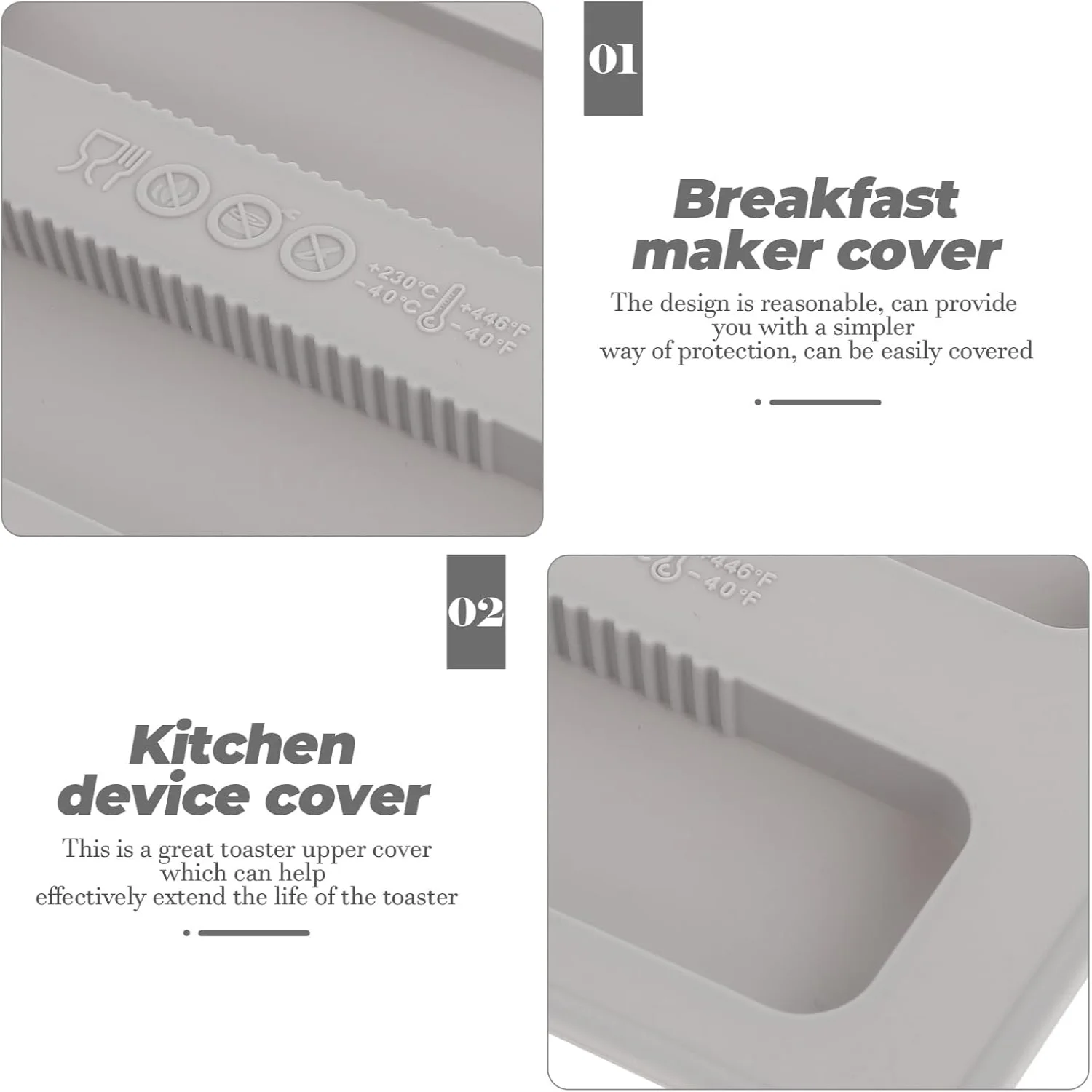 2 قطعة من السيليكون، أغطية صانع الغطاء العلوي غطاء الأجهزة 2 شريحة غطاء الأوساخ حامي لملحقات أجزاء ماكينة الخبز