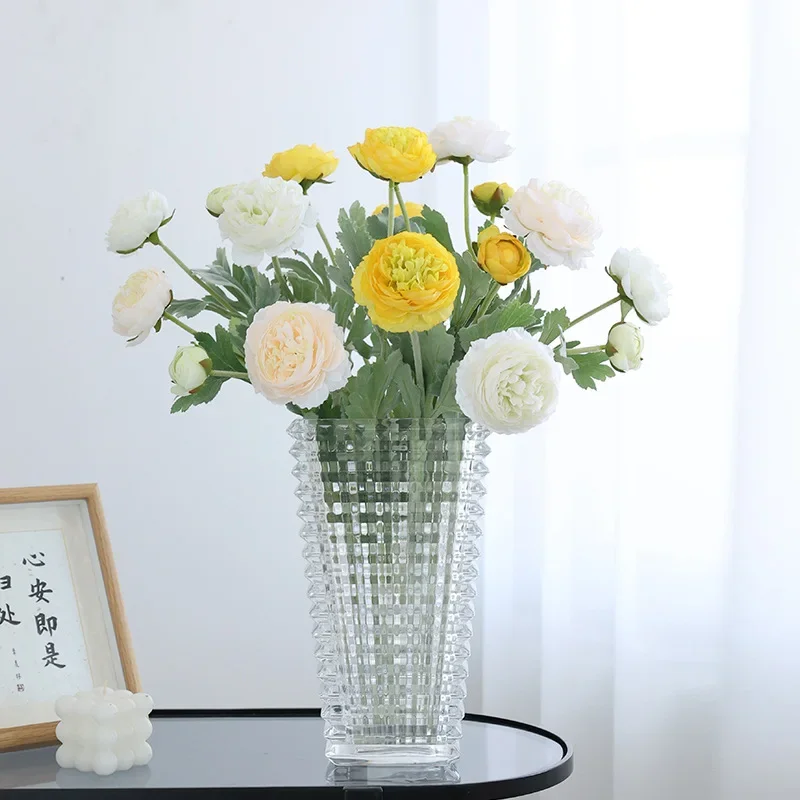 5 uds 3 cabezas de flores artificiales ramo de peonías falsas artificiales flores de peonía Faxus ramos de boda para fiesta decoración del hogar