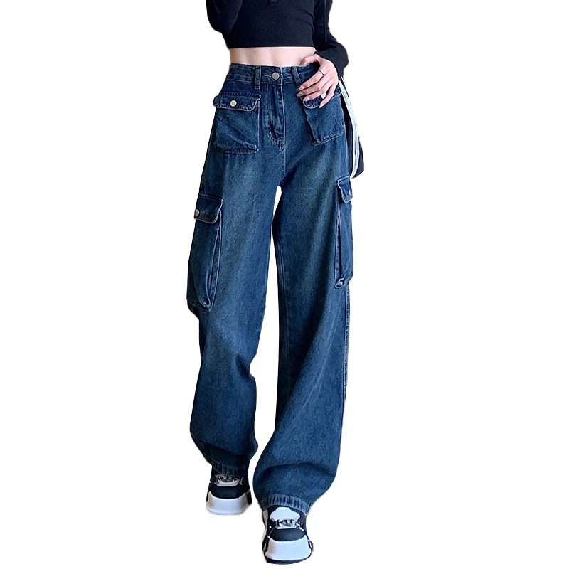 

American Retro Workwear Jeans Women's Loose Straight Leg High Waist Wide Leg Pants Autumn New Sle Slimming Effect