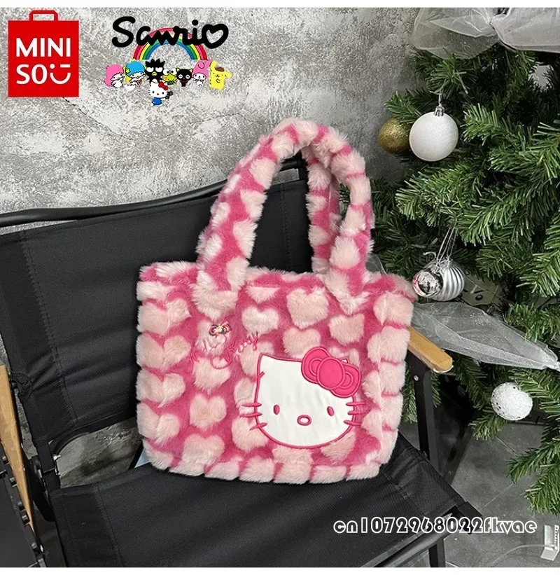 HelloKitty, новинка 2023 года, женская плюшевая сумка, модная сумка высокого качества для девочек, универсальная женская сумка на плечо с героями мультфильмов большой вместительности