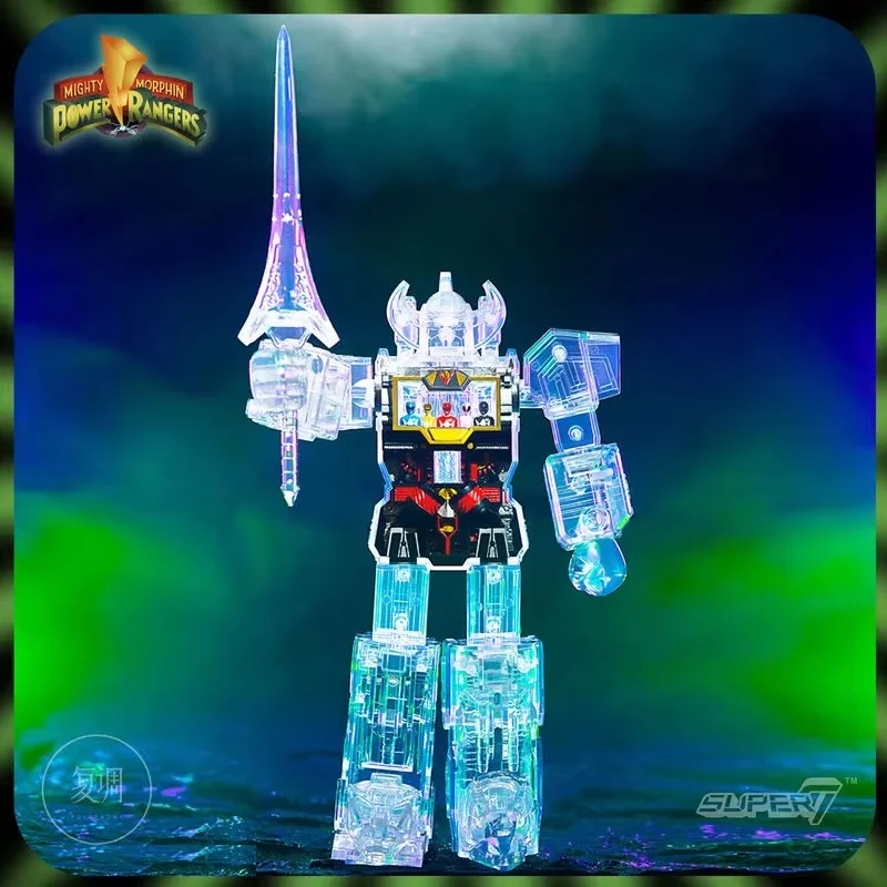 

In Stock Super7 Dinosaur Team Megazord Transparent Edition 11 inches Action Figure Model Toys Gifts