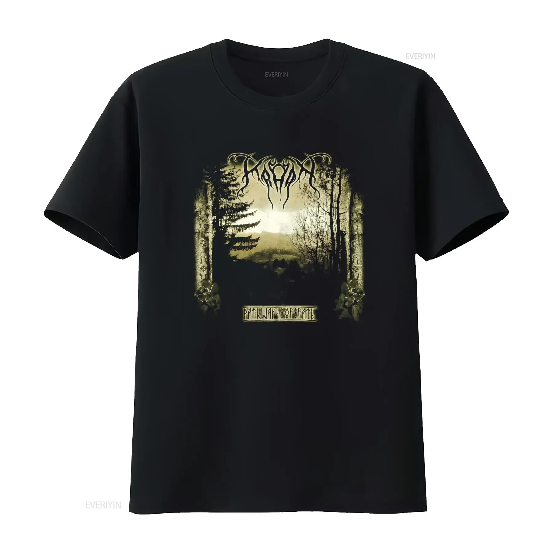 Kroda Pathways Of Fate Vintage T Shirt Pagan Black Metal Drudkh Nokturnal Mortum Design vintage Washed Versatile Slightly