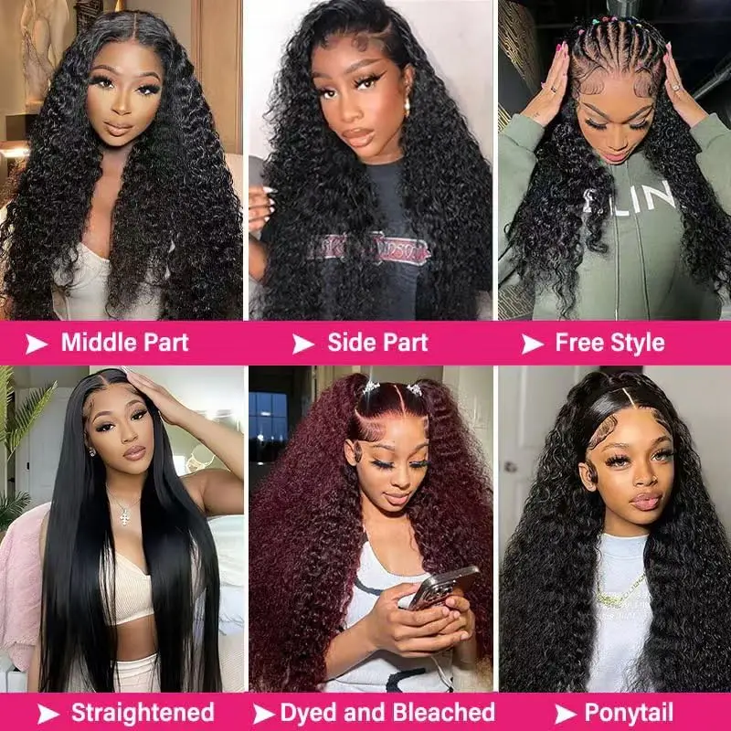 28 Inch Deep Wave Lace Front Wigs Human Hair 13x4 Transparent Wigs Human Hair 180% Density Deep Curly Wigs Human Hair for Women