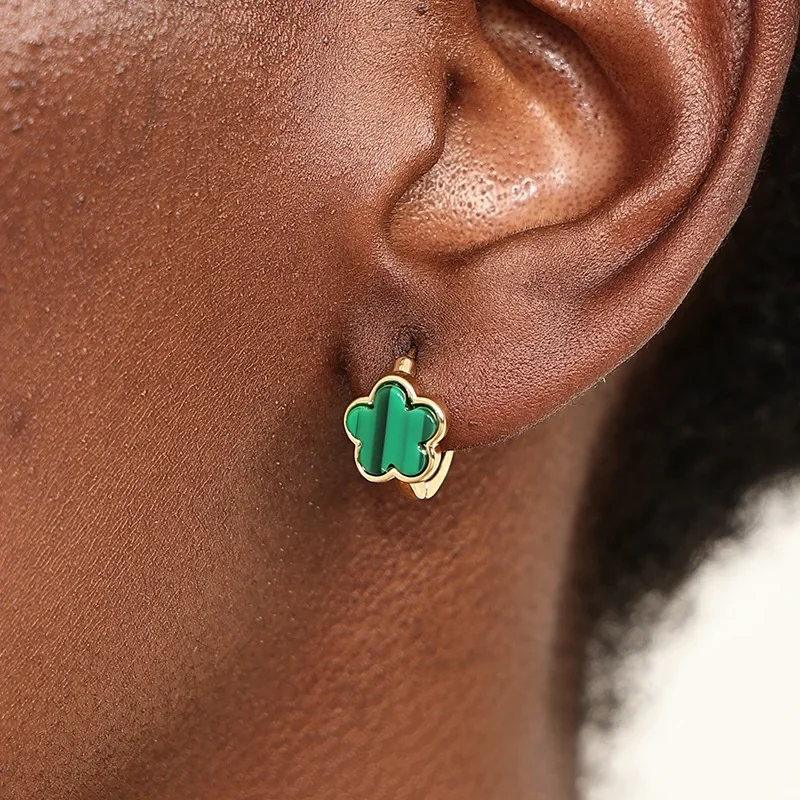 

Classic Multi-color Five-leaf Flower Earrings For Women Fashionable Personalized Daily Accessory Party Jewelry Birthday Gifts