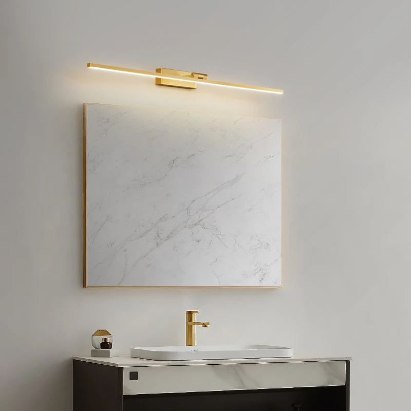 SOURA Contemporary Brass Vanity Fixture Mirror Front Light Led 3 Colors Bathroom Device Bath Makeup Wall Lamp