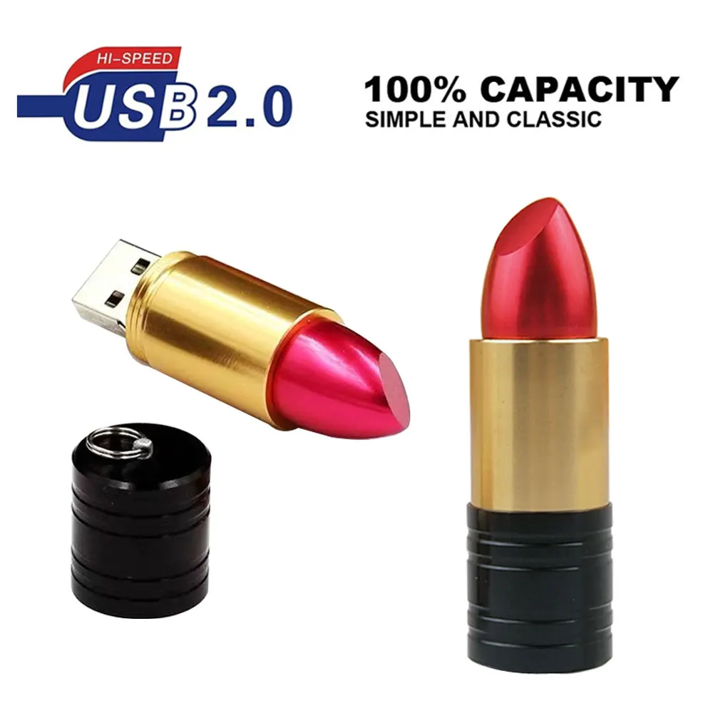 Gioielli in metallo rossetto USB Flash Drive regalo donna originale fashion hot pendrive 4GB/8GB/16GB/32GB/64GB/128G memory stick