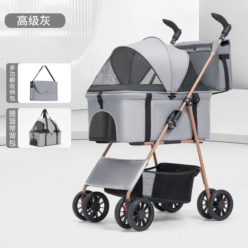 عربة أطفال للحيوانات الأليفة: كلب/قطة، خفيفة الوزن قابلة للطي، كلاب صغيرة/متوسطة، سفر خارجي، حامل قطط، مُدفع يدويًا، إعادة بيع عبر الحدود