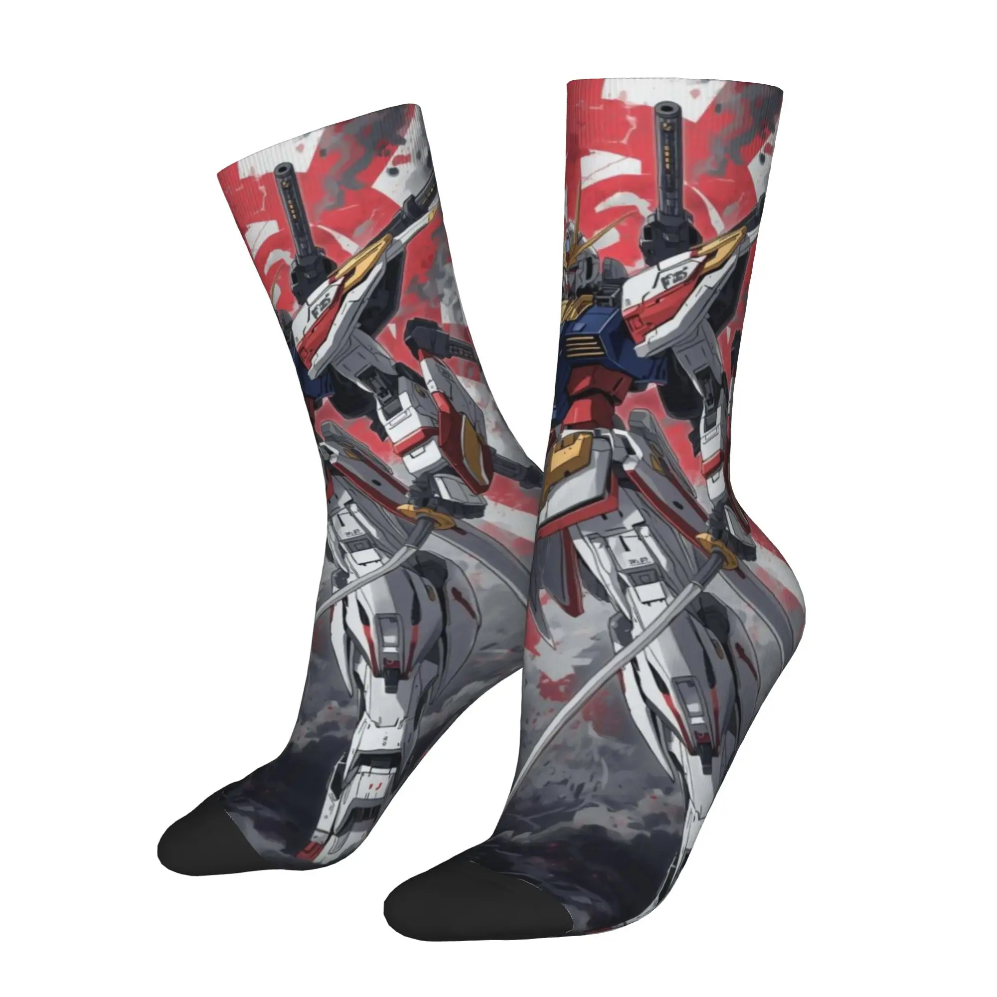 

1 Pair Funny Sock Gundam Robot Movies (10) Harajuku Seamless Pattern Printed Men Socks Novelty Men's Socks