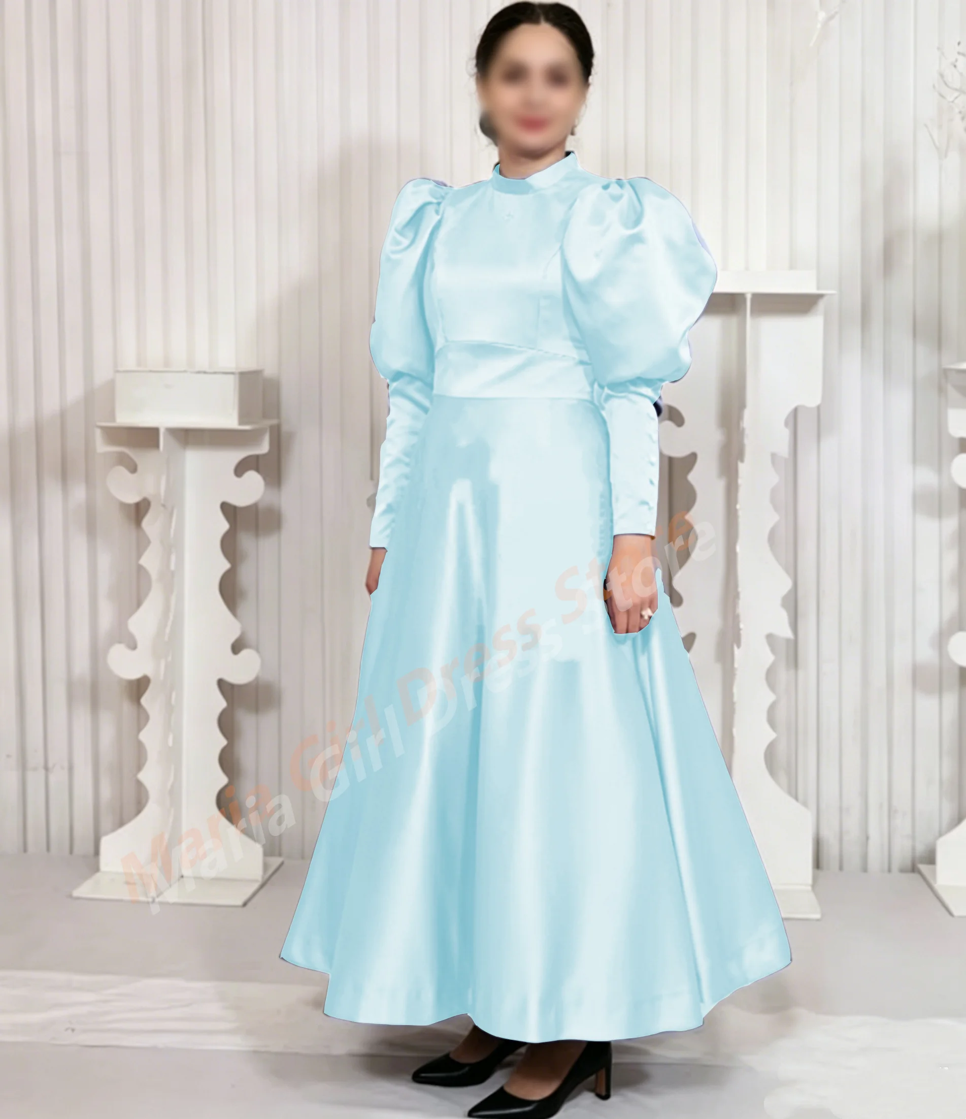Luxury Satin Mother Of The Bride Dresses A-line Unique Women Guest Prom Gowns For Mom Custom Full-Sleeve Long Style Party Gown view 2