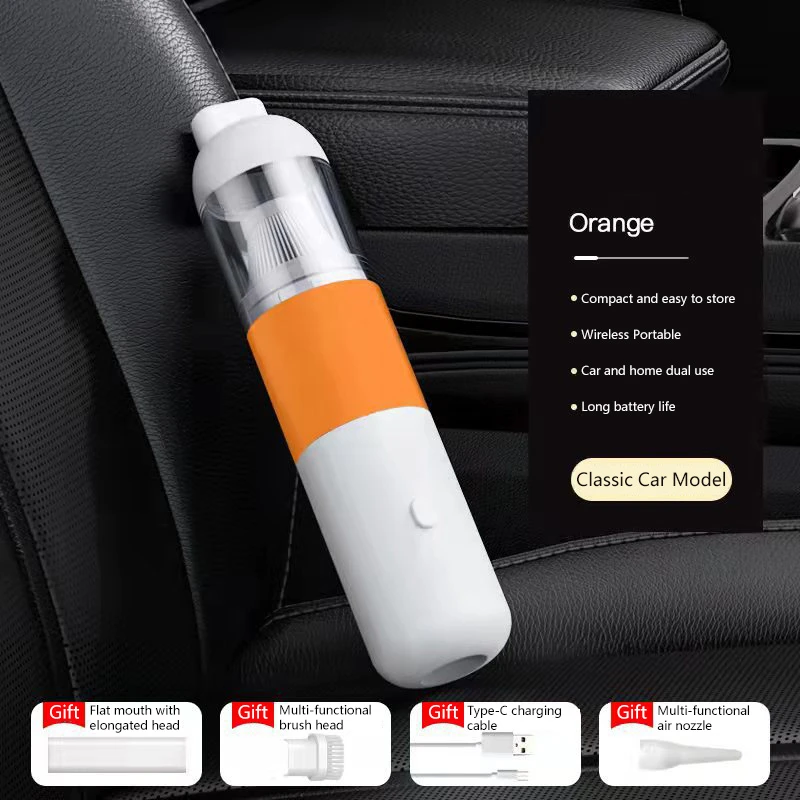Car Vacuum Cleaner With Super Strong Suction Power, Wireless Handheld Small Portable Vacuum Cleaner For Cars