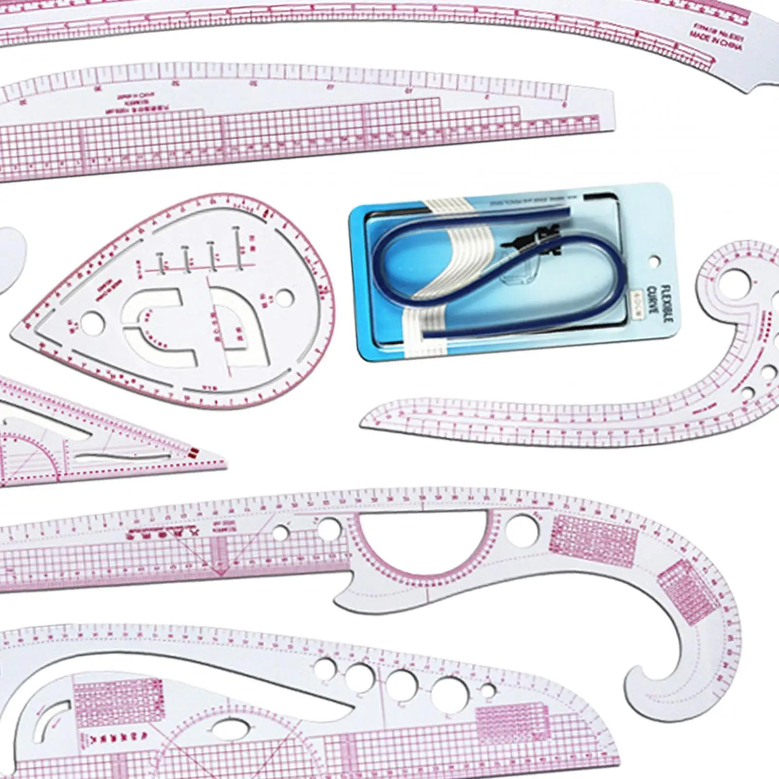 Imagem -05 - Réguas Métricas Curva Francesa Definido para Alfaiates Régua de Elaboração de Vestuário Estilo Faça Você Mesmo Roupas Fabricantes de Vestidos