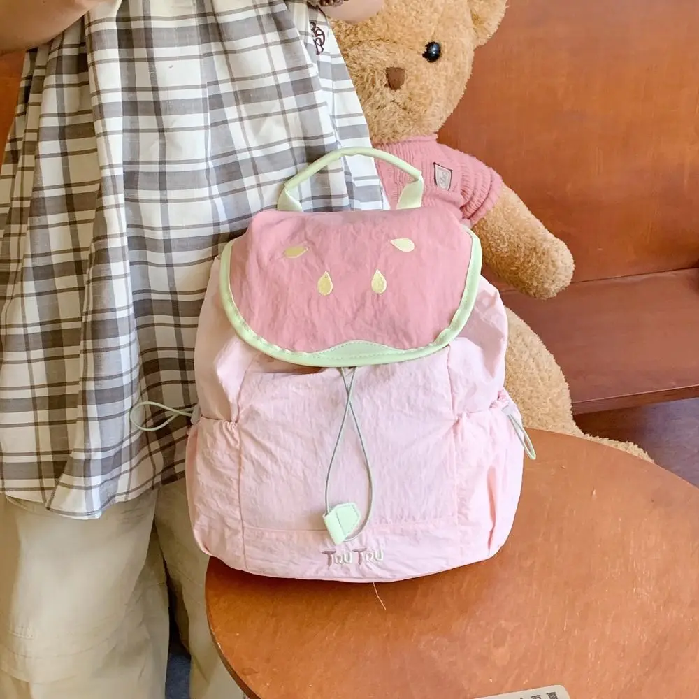 Ransel Serut Stroberi Warna Dopamin Ransel Nilon Buah Gaya Korea Travel Tahan Air Kapasitas Besar