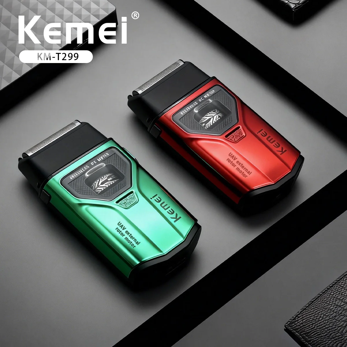 

Kemei Beard Trimmer Professional Double Foil Shaver LCD Display Shaver External Rotor Brushless Motor Beard Trimmer Men KM-T299