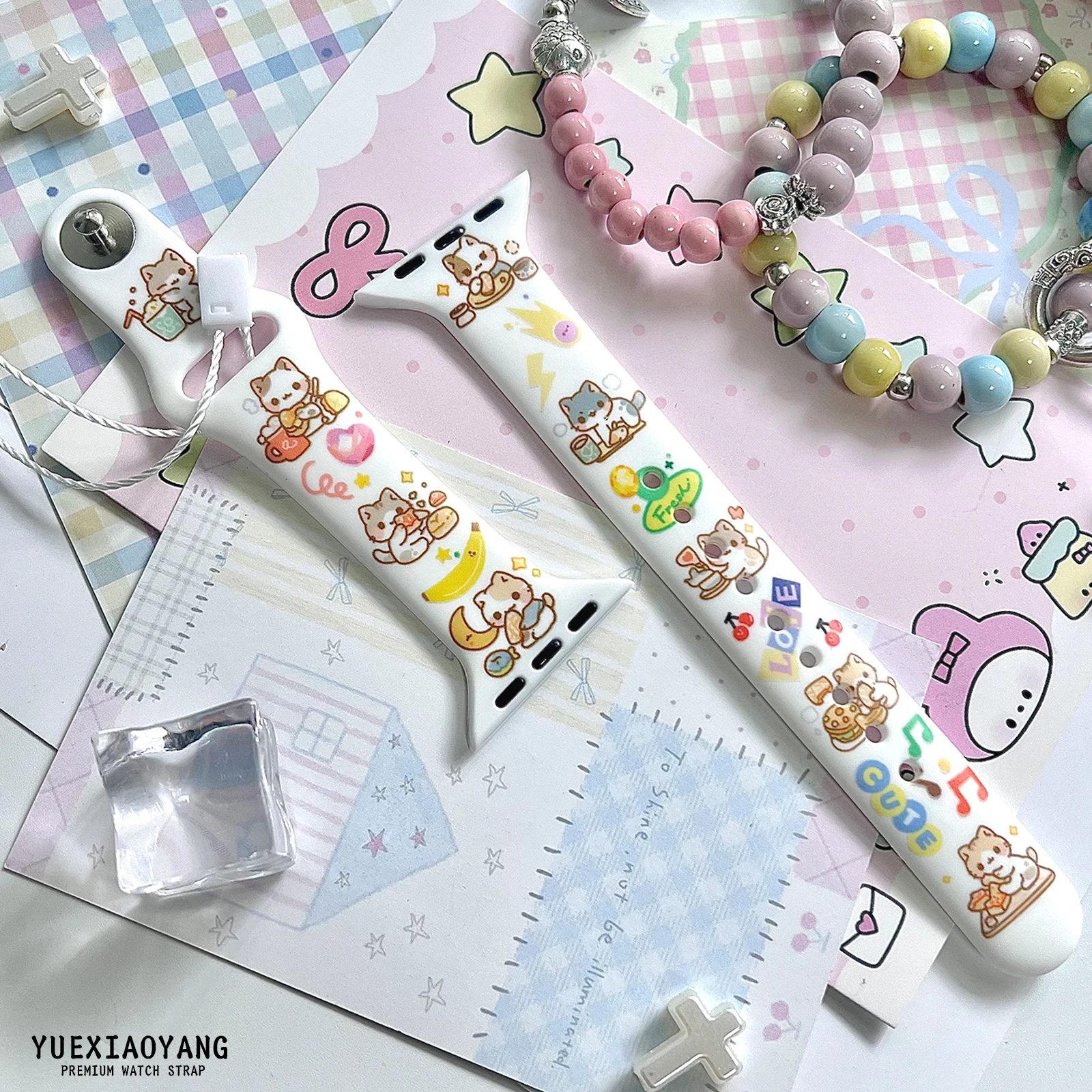 

Cute Kitten Series 2 Printed Strap for Apple Watch 11 10 9 8 SE Slender Band Replaceable Watchband for iWatch 42mm 41mm 40mm