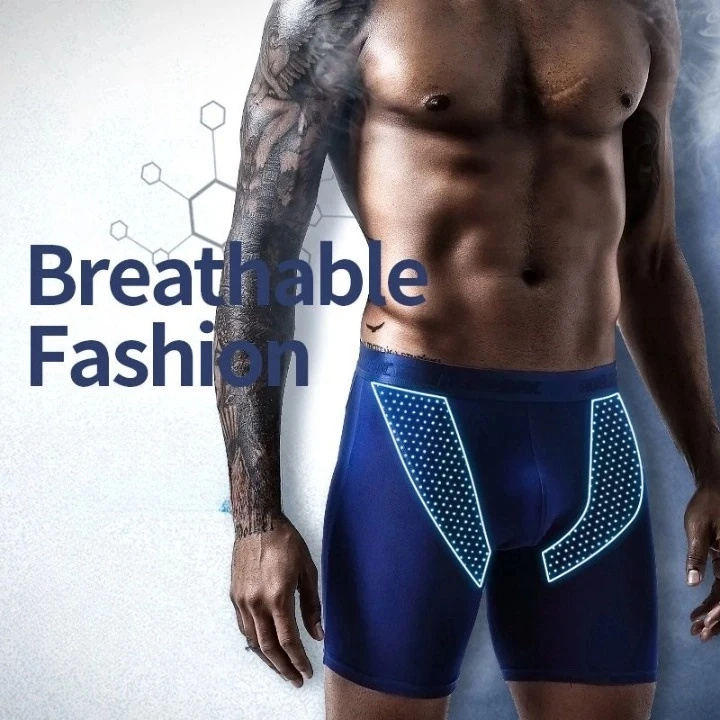 Mens Sports Underwear Long Leg Boxer Briefs Anti Chafing Moisture Wicking Quick Dry Gym Running Modal Ropa Interior Deportiva