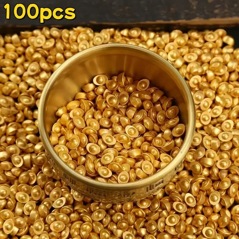 100Pcs Mini Gold Dollars & Ingots - Miniature Chinese Feng Shui Ornaments for Home Decor, Dollhouse Accessories, Party Favors