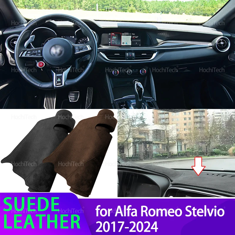 

Замшевый коврик для приборной панели с защитой от ультрафиолета, козырек от солнца, коврик для Alfa Romeo Stelvio 949 2017 2018 2020-2023