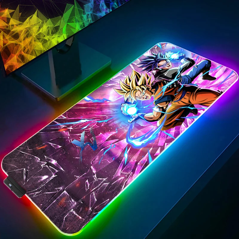 LED 마우스 패드 드래곤볼 컴퓨터 노트북 애니메이션 키보드 RGB 마우스 매트 애니메이션 게임 마우스패드 키보드 게이머 백라이트 데스크 매트