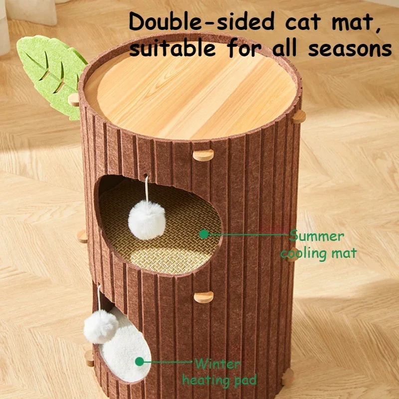 Cat Climbing Frame Multi-layer Tree Hole Cat Nest Cat Tree Integrated Winter Warm Cat Scratching Board Bucket for Indoor Cat Toy