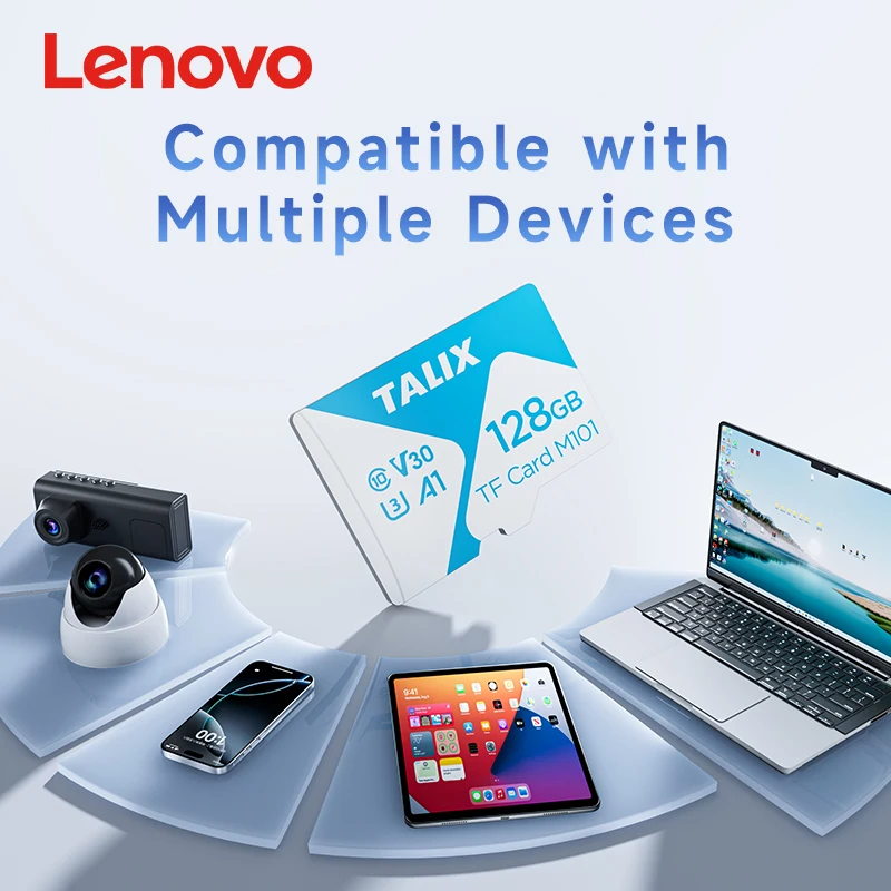 لينوفو تاليكس عالي السرعة ​ ​ بطاقة TF، بطاقة فلاش UHS A1 V30 TF بسعة 32 جيجابايت إلى 256 جيجابايت UHS A1 V30 TF للهواتف المحمولة وأجهزة الكمبيوتر وأجهزة المراقبة