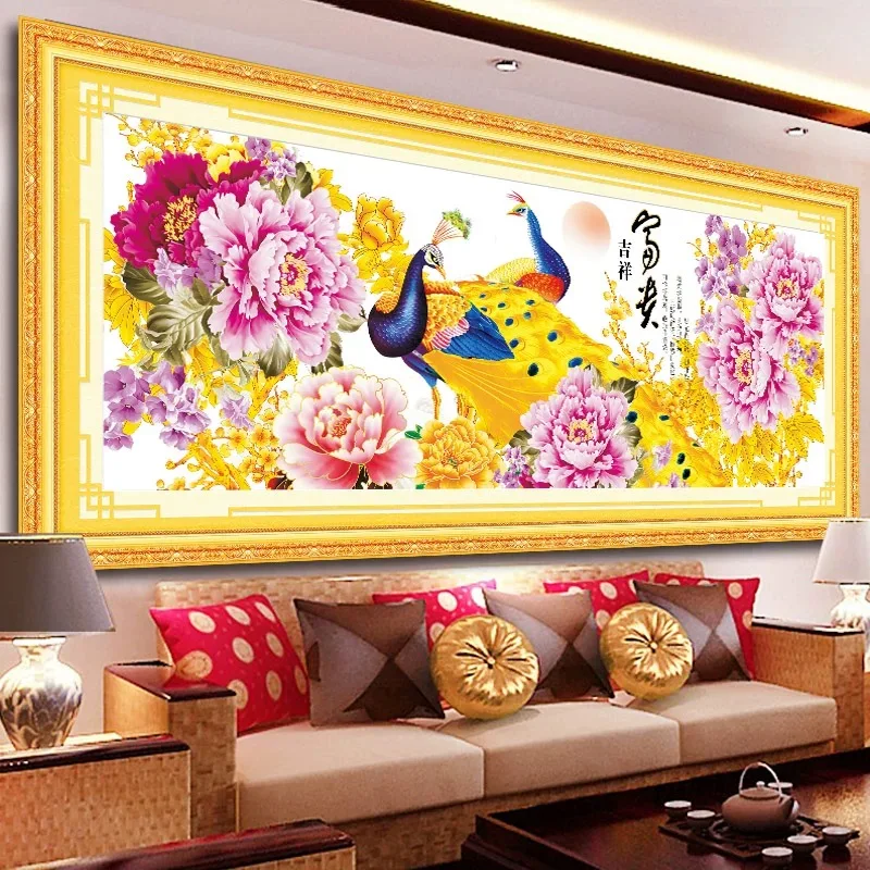 

2025 New Sale Needlework Cross-stitch Full embroidery kit, Blossom Rose Peony Flower Print pattern Painting Wall Home Decor