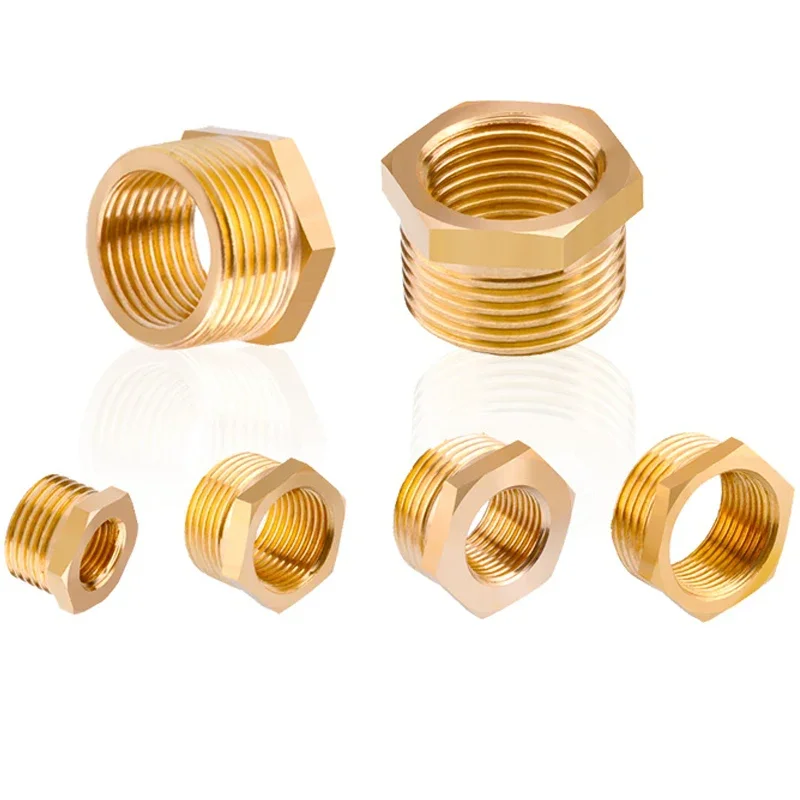 Brass Adapter Fitting BSP Reducing Hexagon Bush Bushing Male to Female Connector Fuel Water Gas Oil 1/8