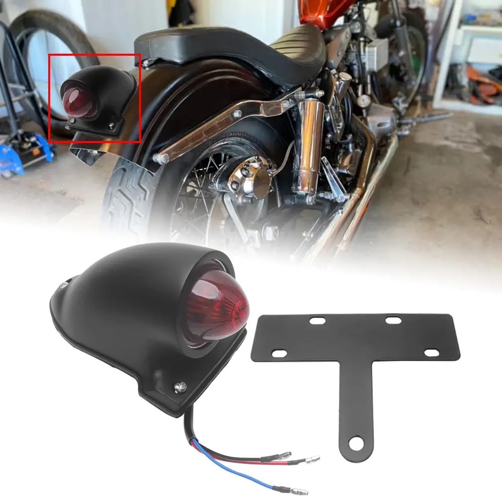 

Motorcycle Accessories 1PCS Rear Stop Light Vintage 12V Tail Light Matt Black For Bobber/Cafe racer/Chopper/Cruiser/ motorcycl