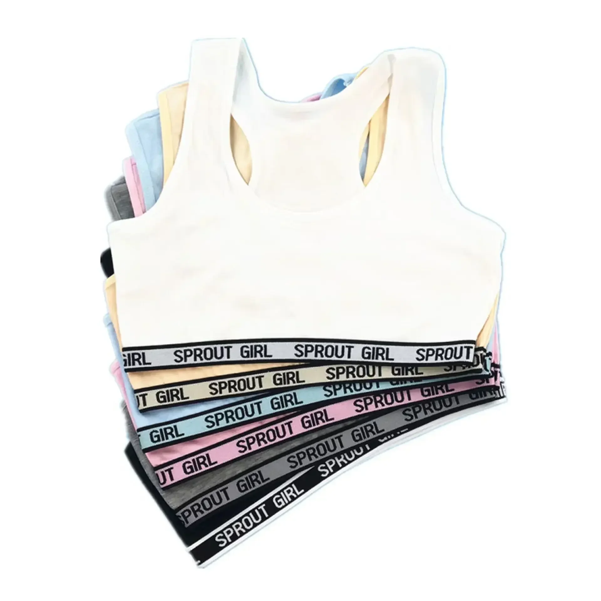 

10PC Girls Cotton Sport Training Bra for 8-14Y Kids Underwear Letter Racerback Training Tops