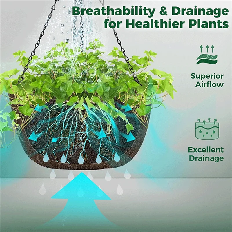 

B97A-Hanging Planter For Outdoor Plants,Hanging Baskets For Plants Outdoor With Chain, Fabric Hanging Pot For Plants