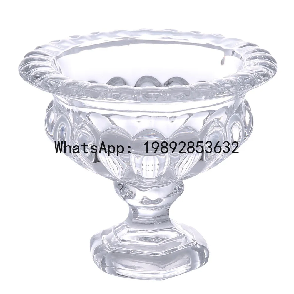 Hys retro glass vase - embossed floral vase - trophy style upturned vase