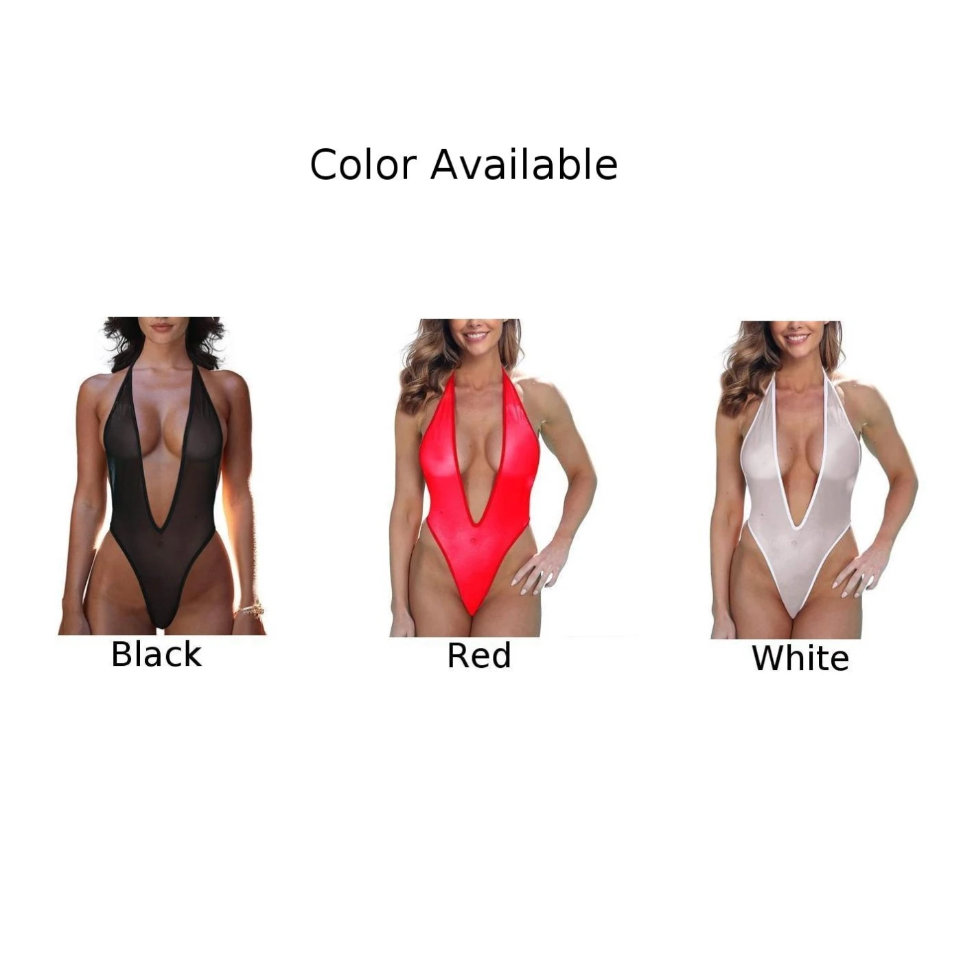 Hipster Sexy Woman Deep V Neck Bodysuit High Cut Bikini Jumpsuit One-Piece See-Through Backless Bikini Swimsuit  Erotic Lingerie