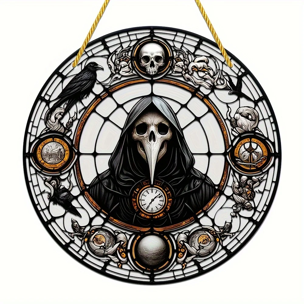 Gothic Reaper Window Hanging Art, Acrylic Sun Catcher, Creative Home Decor, Halloween Plaque, Ideal Gifts