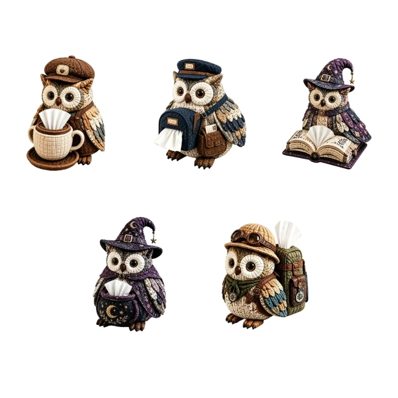 Owl Tissue Box Cover Soft Fabric Kitchen Table Storage Holder 3XUF – Detail 1