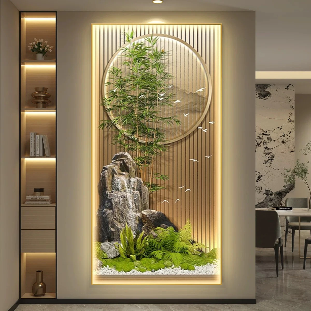 xx-Bamboo Led With Lights Landscape Scenery  Corridor Hanging Paintings Room Decoration Home Decorations Wall Lamp Bedroom Mood