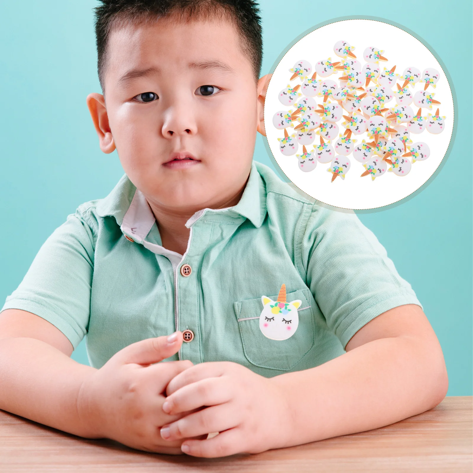 

50pcs Cartoon Shape Kids Diy Accessories Handmade Brooch Hair Rope Decorative Material Durable Metal Craft Pins For Keychain