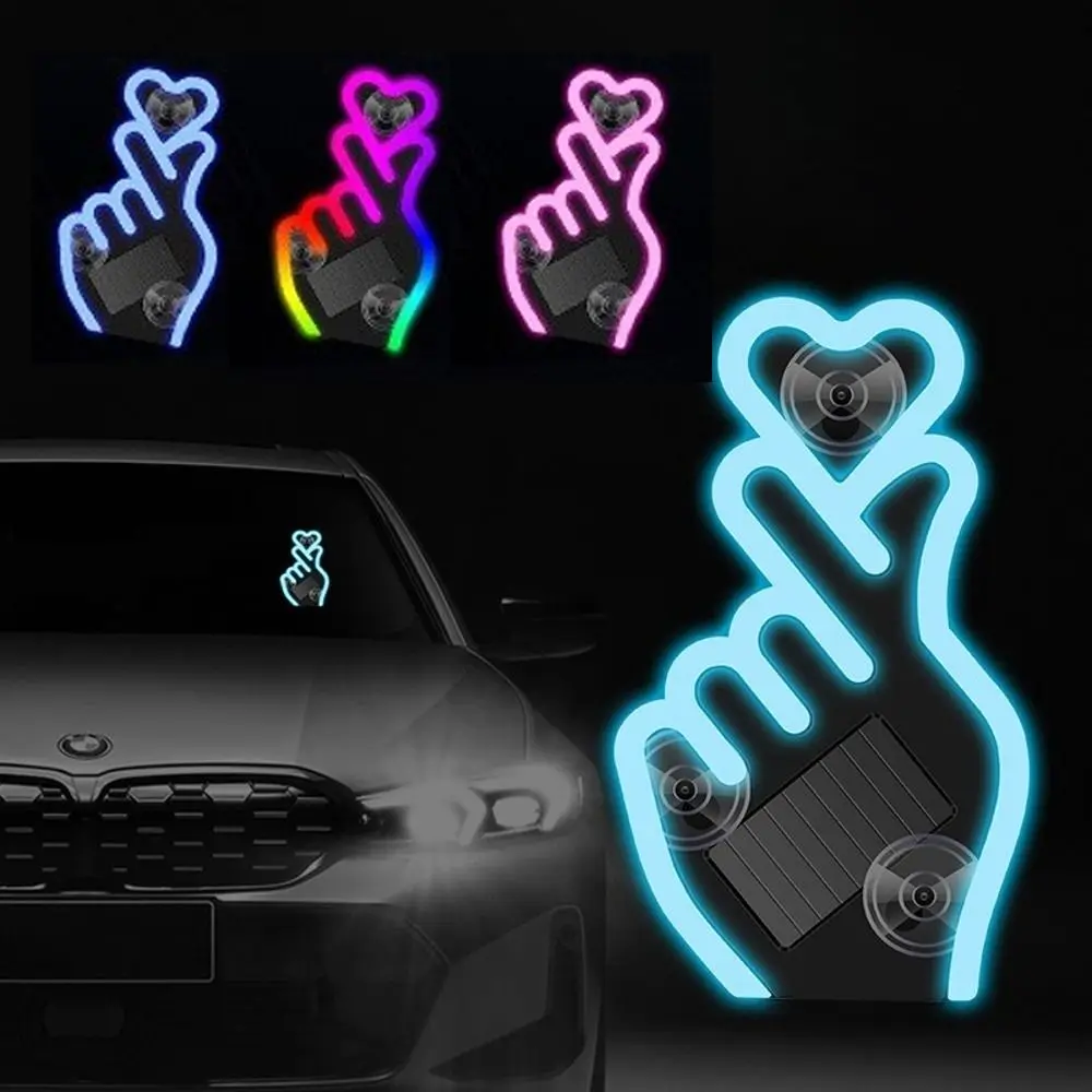 Gifts Solar-powered Hand Heart Neon Light DIY Wireless LED Heart-shaped Light Warning Light Decorative Light