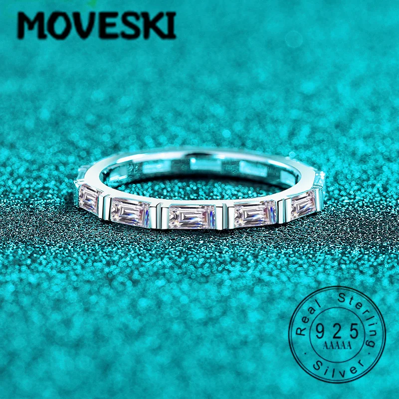 

Кольцо из стерлингового серебра 925 пробы с минималистичным изумрудным огранением и муассанитом для женщин, с покрытием из белого золота 18 карат, свадебное кольцо