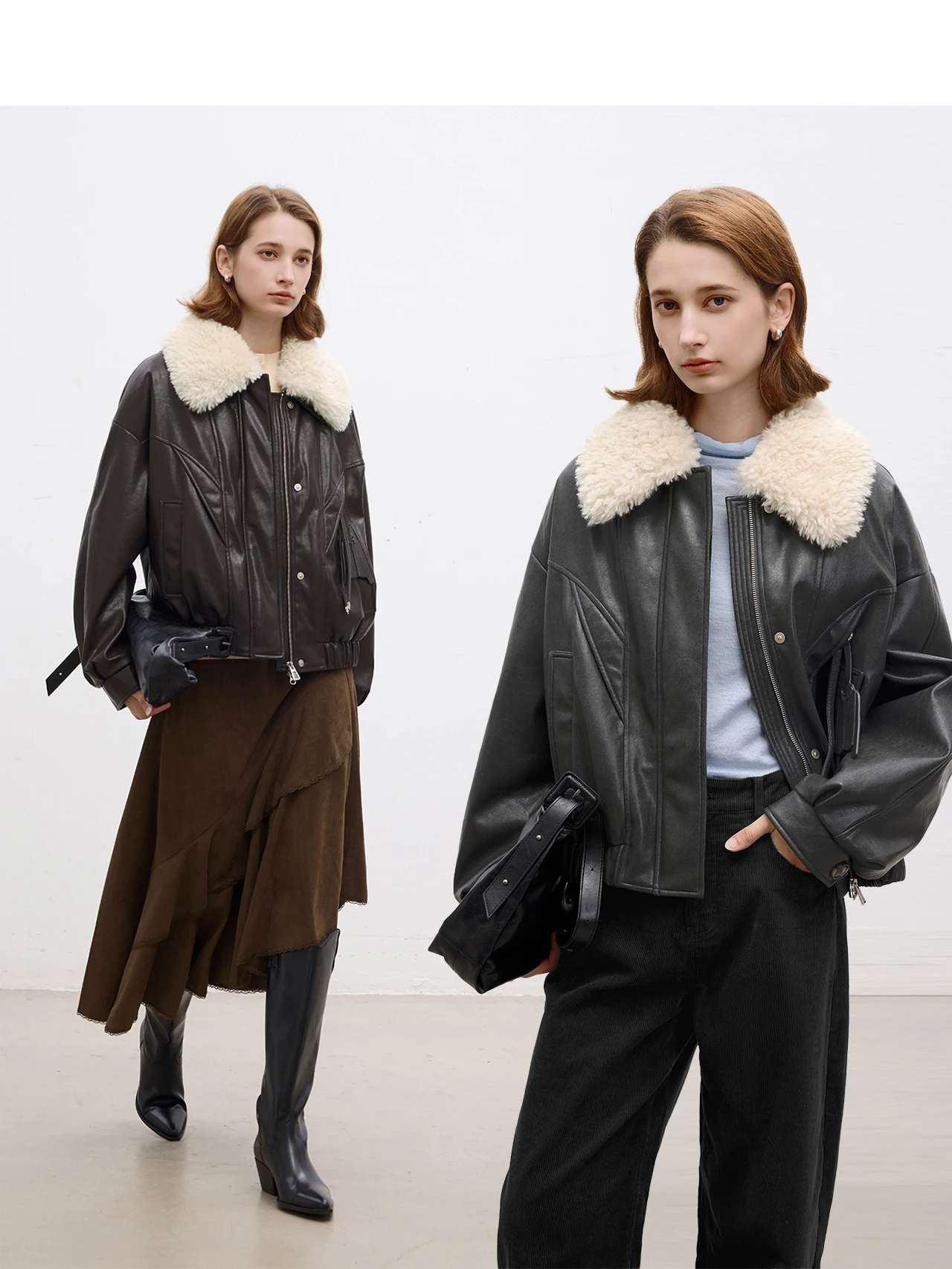 

Женская теплая повседневная куртка DotDrobe с меховым воротником, из искусственной кожи, приталенного кроя, с длинными рукавами, на молнии