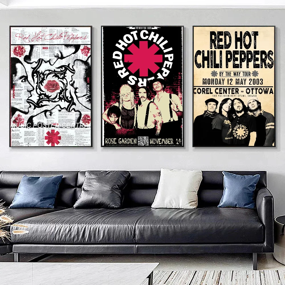 R-Red H-Hot-ChiliS P-Peppers Band Poster Arte de la pared Decoración del hogar Decoración de la habitación Pintura digital Sala de estar Restaurante Arte de la cocina
