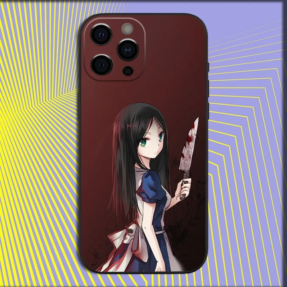 Casing ponsel Game a-alice Madness Returns untuk iPhone 16,15,14,13,12,11,Pro,X,XS,Max,XR,Plus, SAMPUL HITAM lembut Mini