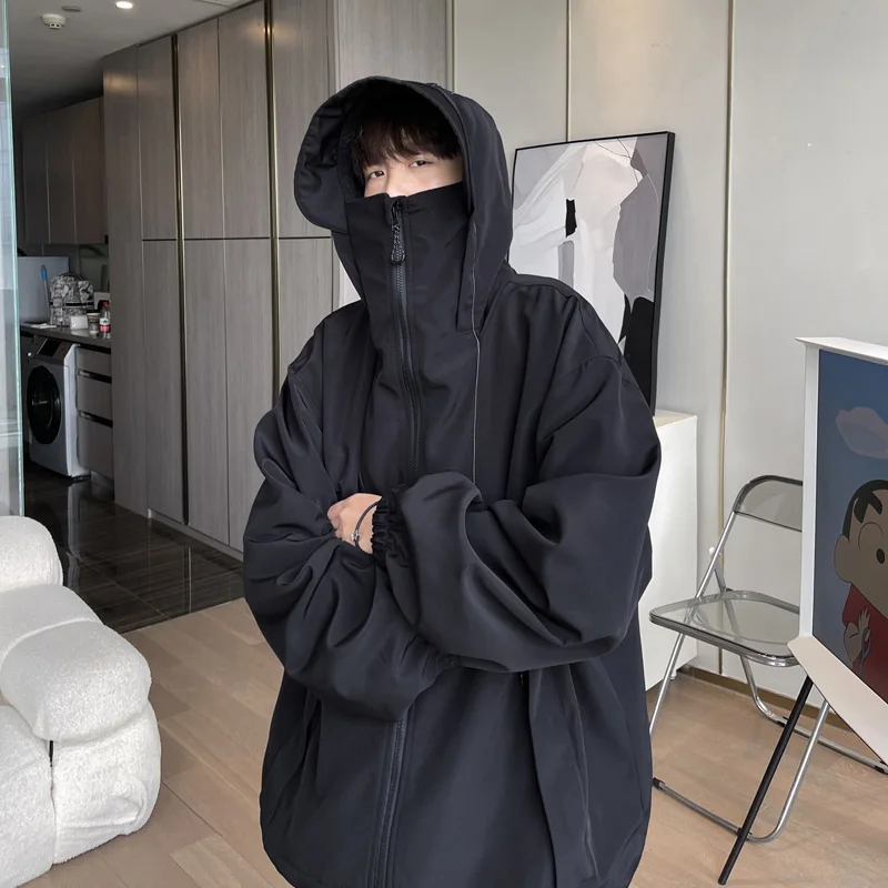 

Outdoor Men's Tee-Proof Jaet Spring Autumn Loose Casual Versatile Hooded Coat American Functional Sle Polyester Fabric