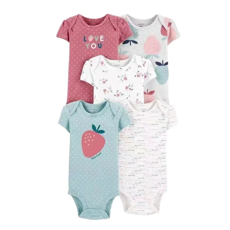 5Pcs Summer Baby Bodysuit Girl Boy Clothes Cotton New Born Baby Clothing Pajama Body Baby Jumpsuit Cartoon Infant Outfits