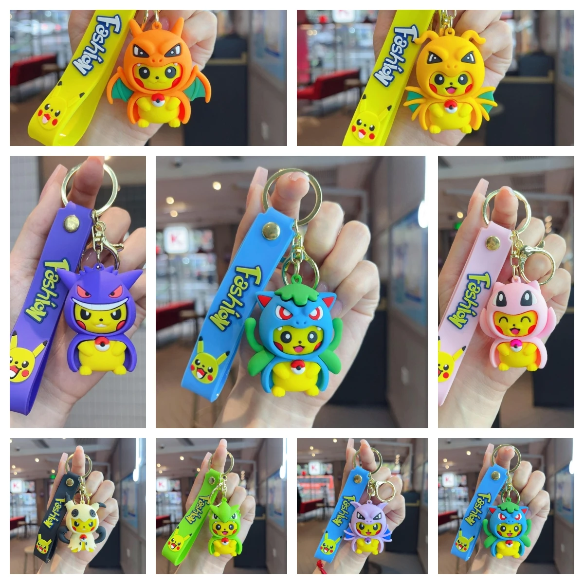 

In Stock New Pokemon Keychain Pikachu Toy Anime Action Figure Kawaii Fashion Bag Keyring Pendant Accessories Toy Kid Gift