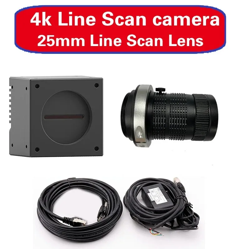 Gige Ethernet 4K Line Scan Industrial Camera +M42 Mount 25mm Lens Machine Vision