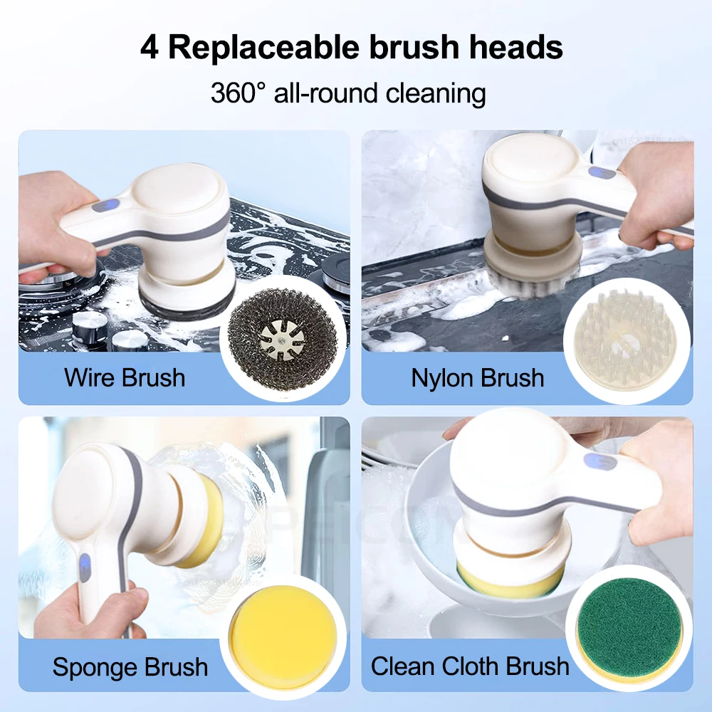 Electric Bathroom Cleaning Brush Wireless Rotating Cleaning Brush For Toilet Kitchen Handheld Bathroom Cleaning Brush Electric