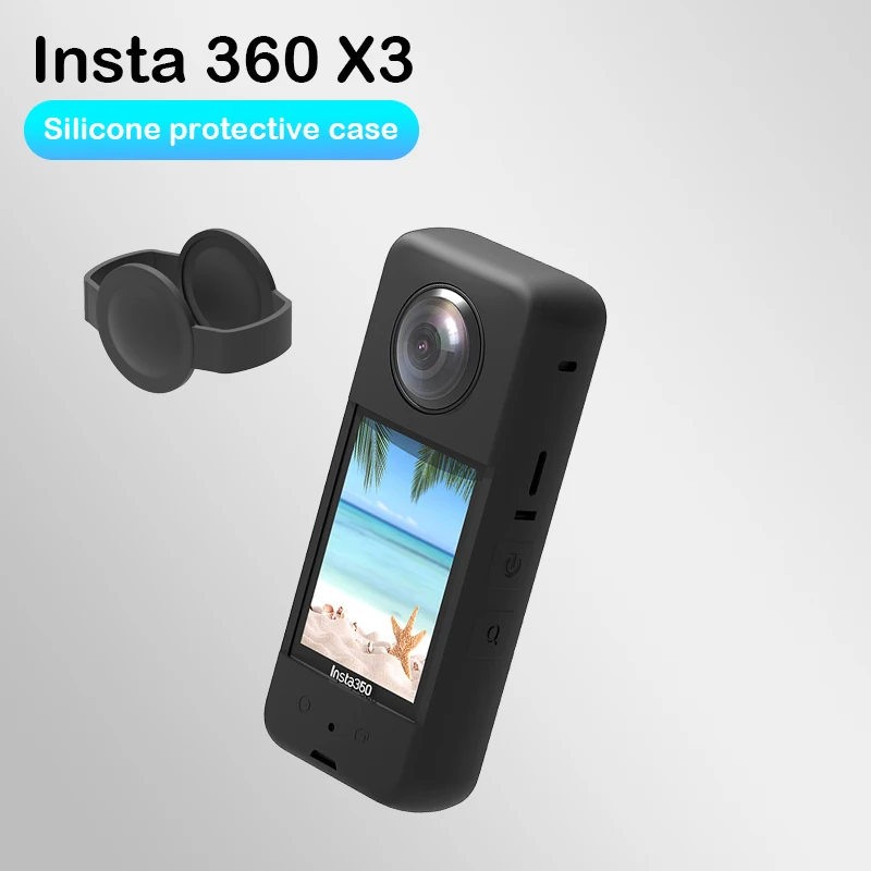 For Insta 360 X3 Silicone Case with Lens Cover Cap Full Protective Soft Silicon Unique Design Insta360 Action Camera Accessories