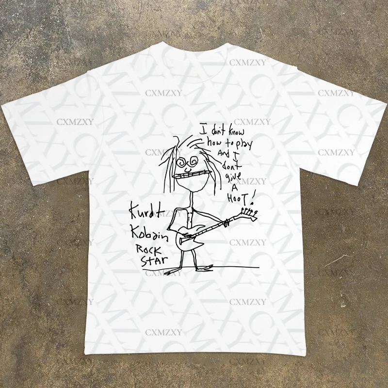 2025 كورت كوبين روك نيرفاناس أزياء الشارع الأمريكي العلامة التجارية القطن الخالص جولة الرقبة تي شيرت قصير الأكمام عالية الجودة الفاخرة