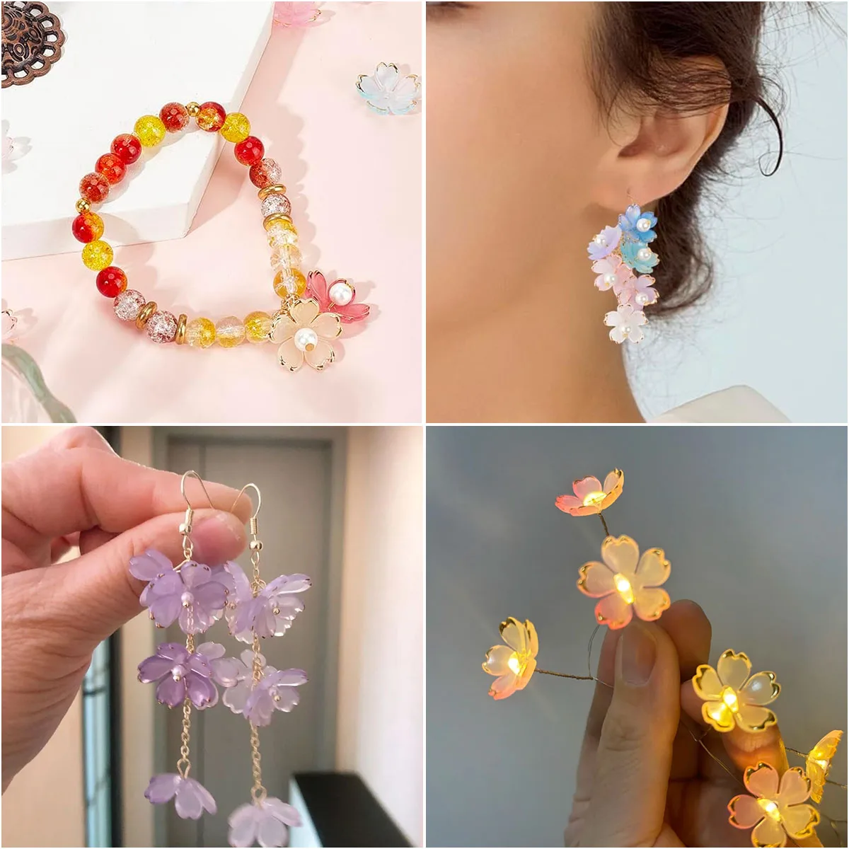 50 stücke 18/23mm Blütenblätter Acryl Lose Spacer Perlen Für Schmuck Machen Diy Halskette Armband Ohrring Handgemachte Accessoires – Detail 6
