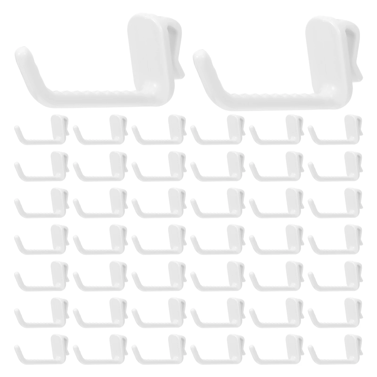 

50pcs Plastic Pegboard Hooks Utility Hooks Space Saving Hangers For Jewelry Keys Tools Display Wall Grid Panel Organizer White